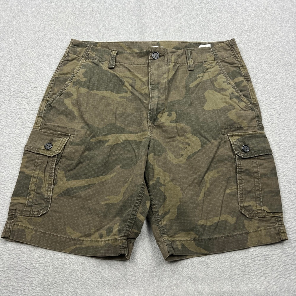 Old Navy Camo Cargo Shorts Mens 36 Green Ripstop Stretch Flex Military Utility